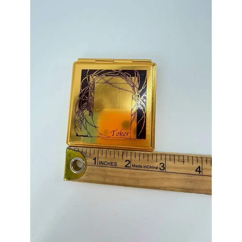 Vintage Paris Eiffel Tower Double Compact Mirror Gold Tone Toker Design